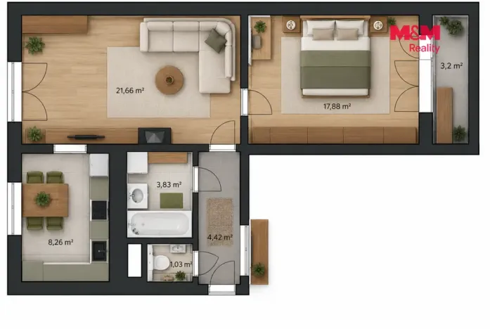 Pronájem bytu 2+1, Kolín - Kolín II, Na Magistrále, 54 m2