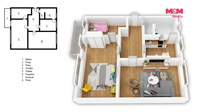 Prodej bytu 3+1, Hradec Králové - Slezské Předměstí, Gagarinova, 61 m2