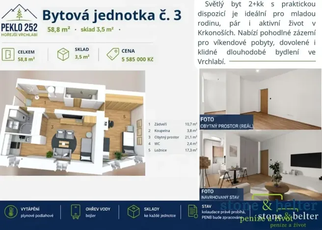 Prodej bytu 3+kk, Vrchlabí, Peklo, 95 m2