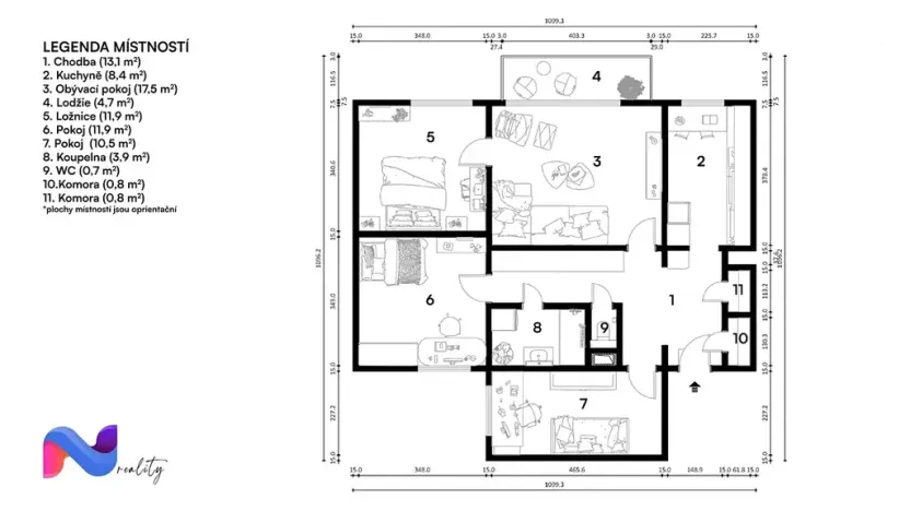 Prodej bytu 4+1, Brno, Uzbecká, 84 m2