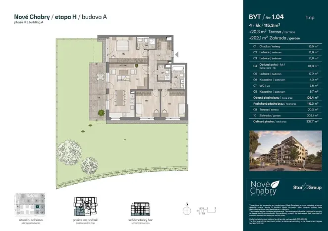 Prodej bytu 4+kk, Praha - Dolní Chabry, Velemínská, 115 m2