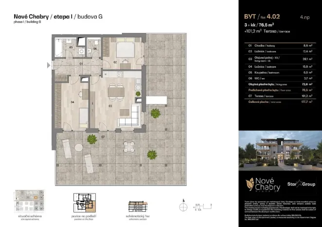 Prodej bytu 3+kk, Praha - Dolní Chabry, Velemínská, 76 m2
