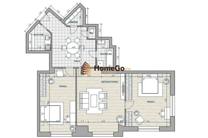 Pronájem bytu 3+kk, Praha - Nusle, U gymnázia, 99 m2