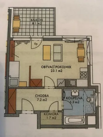 Pronájem bytu 1+kk, Praha - Hlubočepy, Hugo Haase, 40 m2