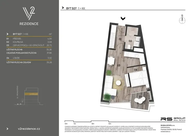 Prodej bytu 1+kk, Praha - Košíře, Hlaváčkova, 38 m2