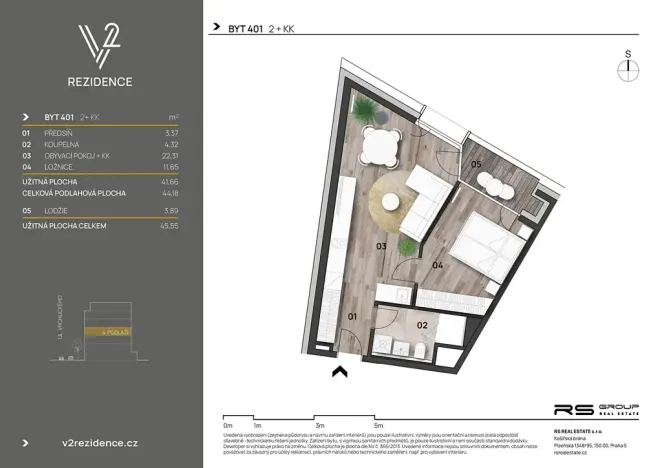 Prodej bytu 2+kk, Praha - Košíře, Hlaváčkova, 44 m2