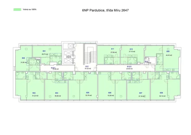 Pronájem bytu 2+kk, Pardubice, třída Míru, 44 m2