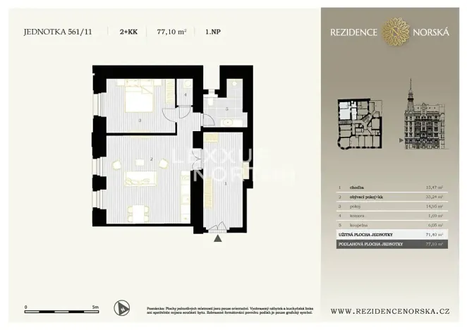 Prodej bytu 2+kk, Praha - Vršovice, Norská, 71 m2