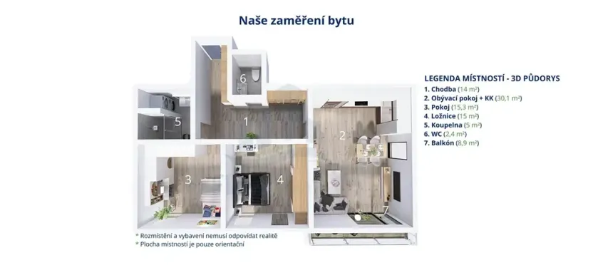 Pronájem bytu 3+kk, Havlíčkův Brod, Na Spravedlnosti, 82 m2