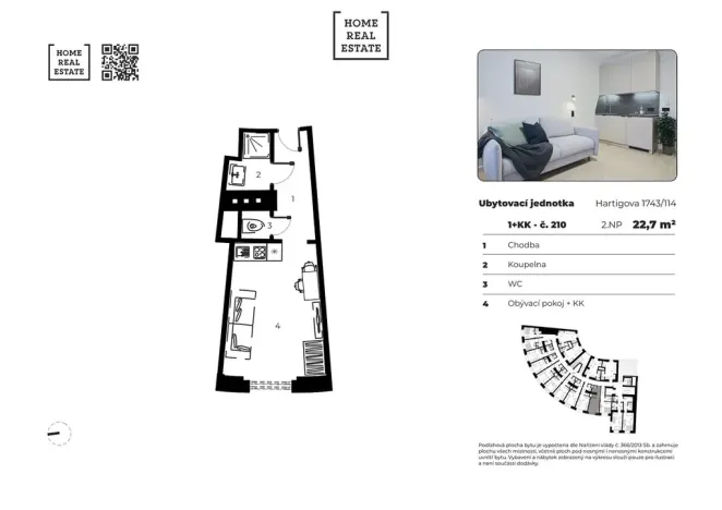 Prodej bytu 1+kk, Praha - Žižkov, Hartigova, 23 m2
