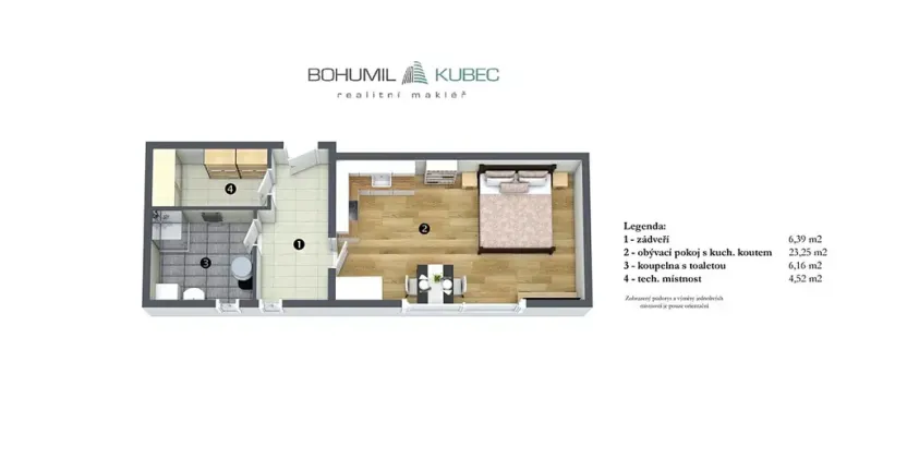 Prodej bytu 1+kk, Veselí nad Lužnicí, Budějovická, 40 m2