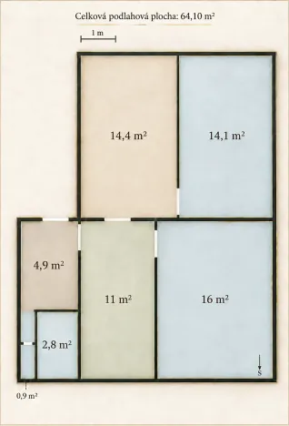 Prodej bytu 3+1, Vyškov, 64 m2