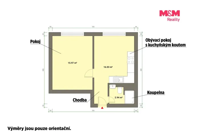 Pronájem bytu 1+1, Cheb, Mírová, 35 m2