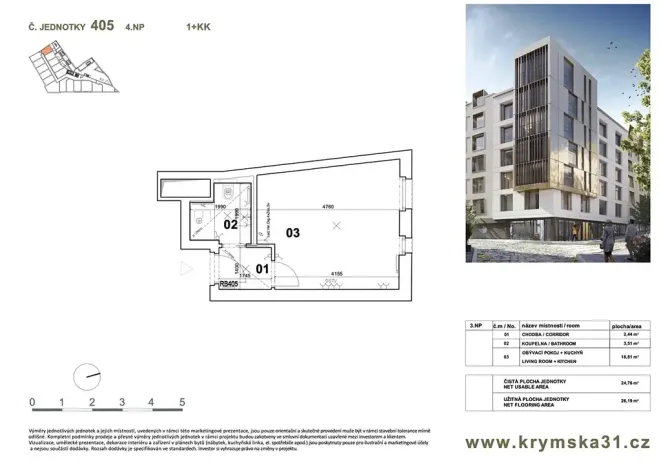Prodej bytu 1+kk, Praha - Vršovice, Krymská, 27 m2
