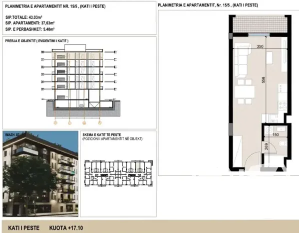 Prodej bytu 1+kk, Golem, Albánie, 43 m2