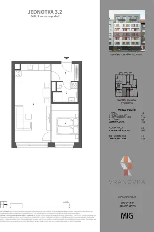 Prodej bytu 2+kk, Brno, Vranovská, 46 m2
