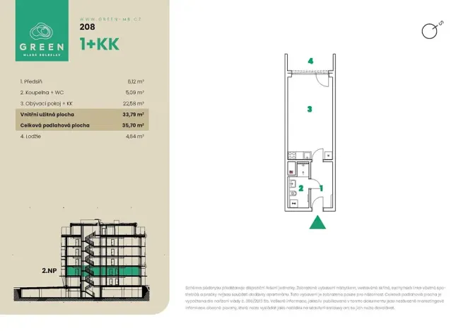 Prodej bytu 1+kk, Mladá Boleslav, 36 m2