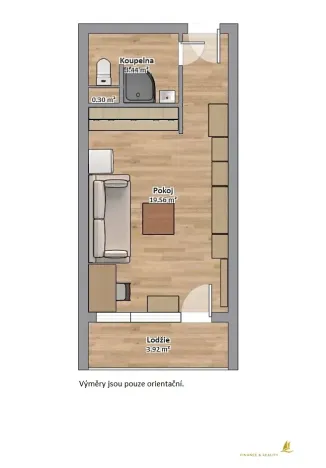 Pronájem bytu 1+kk, Dobřany, Sokolovská, 24 m2