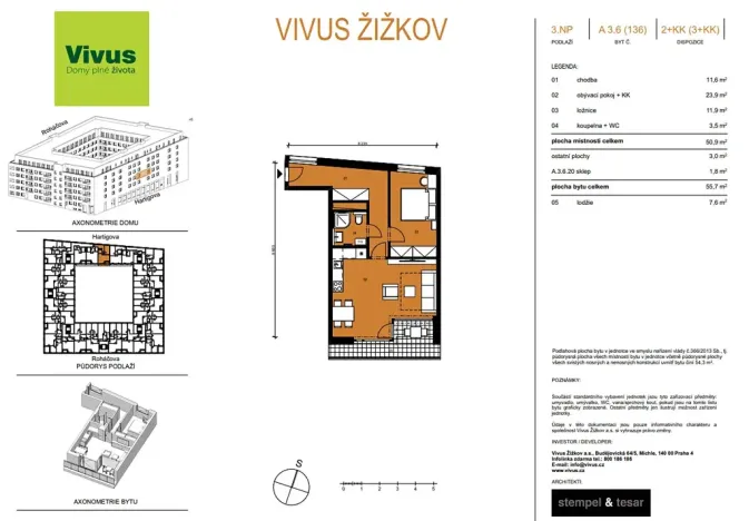Prodej bytu 2+kk, Praha - Žižkov, Budovcova, 56 m2