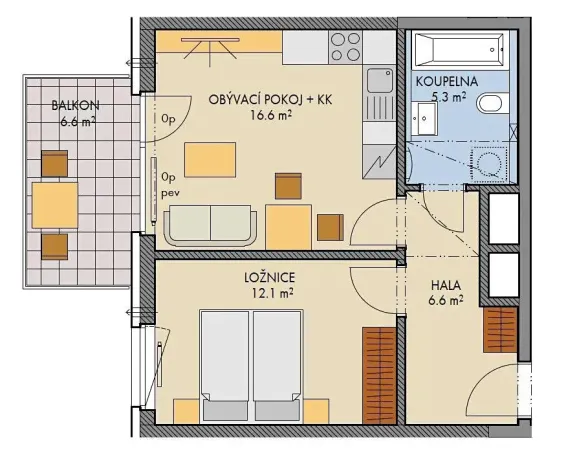 Prodej bytu 2+kk, Praha - Prosek, Čakovická, 47 m2
