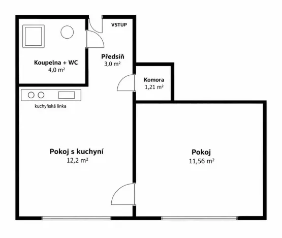 Pronájem bytu 2+kk, Brno - Královo Pole, Herčíkova, 32 m2