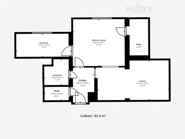 Prodej bytu 3+1, České Budějovice, Loucká, 58 m2
