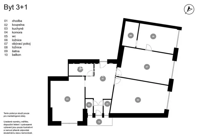 Prodej bytu 3+1, Praha - Hradčany, Tychonova, 97 m2