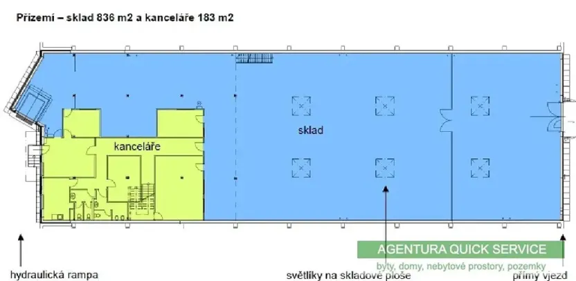 Pronájem skladu, Praha - Horní Počernice, Ve žlíbku, 1395 m2