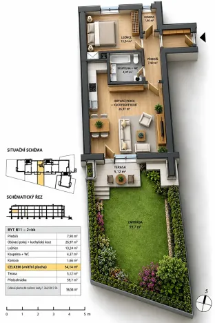 Prodej bytu 2+kk, Horoměřice, Holubova, 56 m2