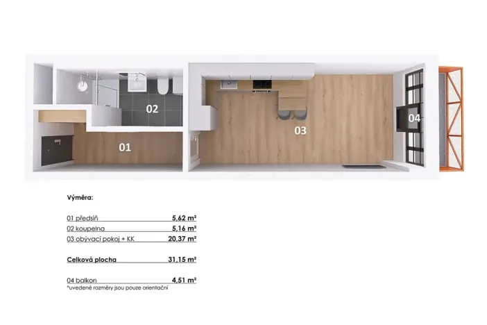 Pronájem bytu 1+kk, Praha - Vysočany, Kolbenova, 33 m2