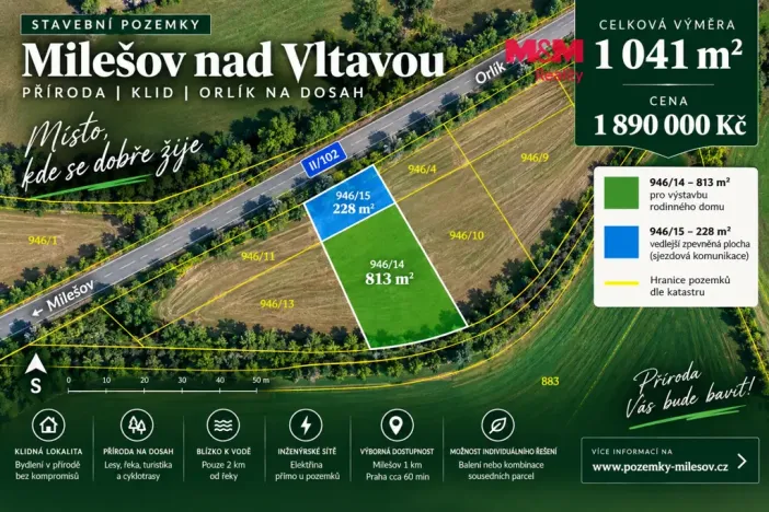 Prodej pozemku pro bydlení, Milešov, 1041 m2
