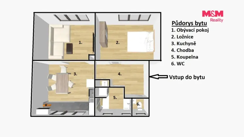 Prodej bytu 2+1, Jetětice, 63 m2
