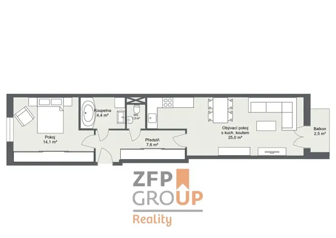 Prodej bytu 2+kk, Praha - Libeň, Braunerova, 54 m2
