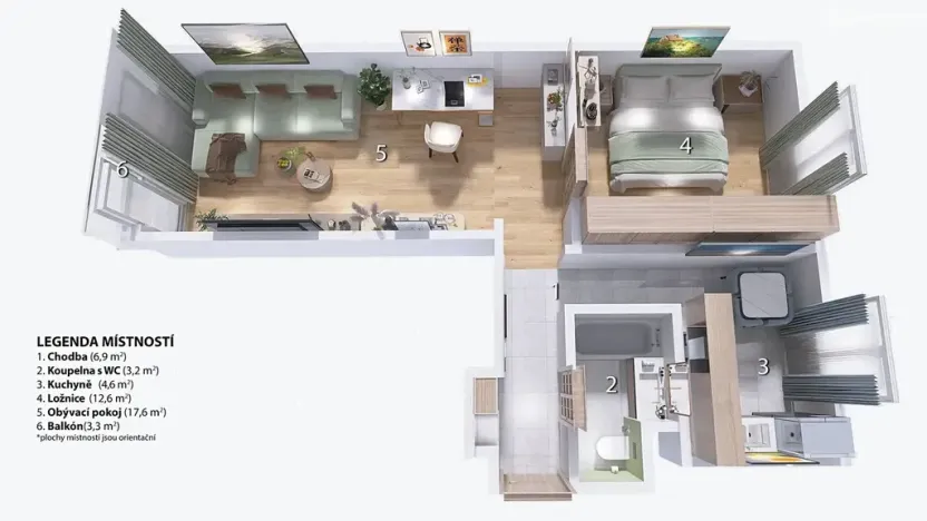 Pronájem bytu 2+1, Brno, Družstevní, 55 m2
