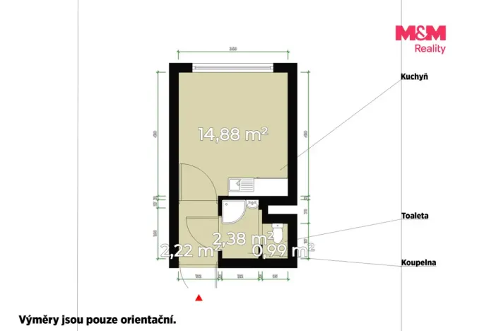 Prodej bytu 1+kk, Plzeň - Lobzy, Pod Vrchem, 20 m2