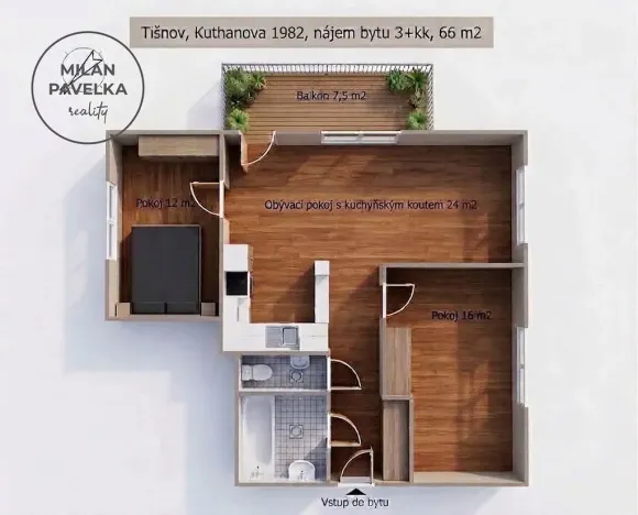Pronájem bytu 3+kk, Tišnov, Kuthanova, 66 m2