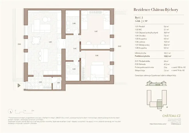 Prodej bytu 3+kk, Býchory, 101 m2