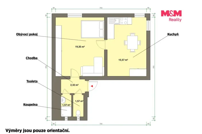 Pronájem bytu 2+kk, Planá, Revoluční, 40 m2