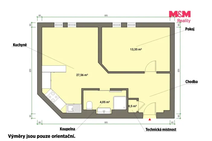 Pronájem bytu 2+kk, Cheb, 26. dubna, 52 m2