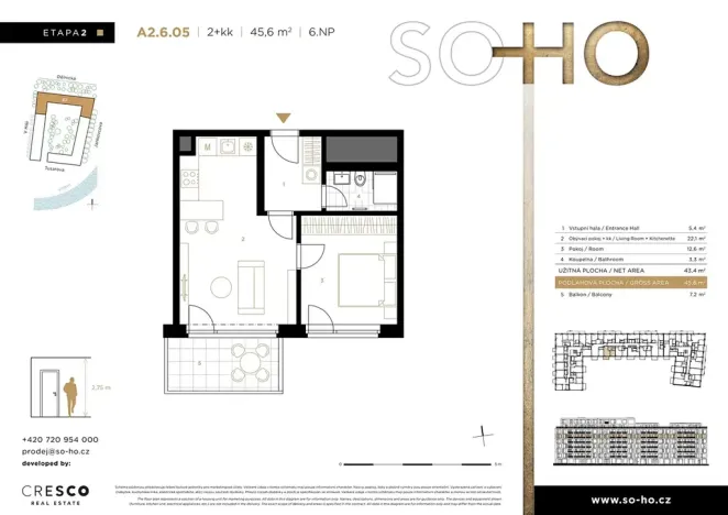 Prodej bytu 2+kk, Praha - Holešovice, Dělnická, 45 m2