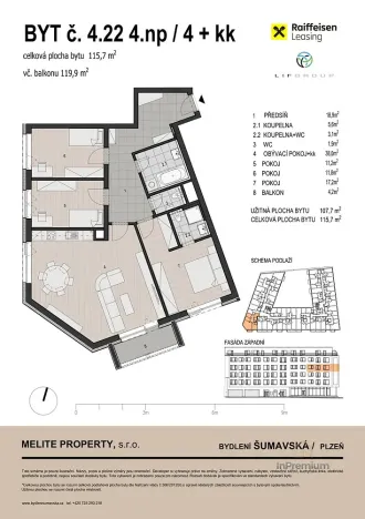 Prodej bytu 4+kk, Plzeň - Východní Předměstí, Šumavská, 116 m2