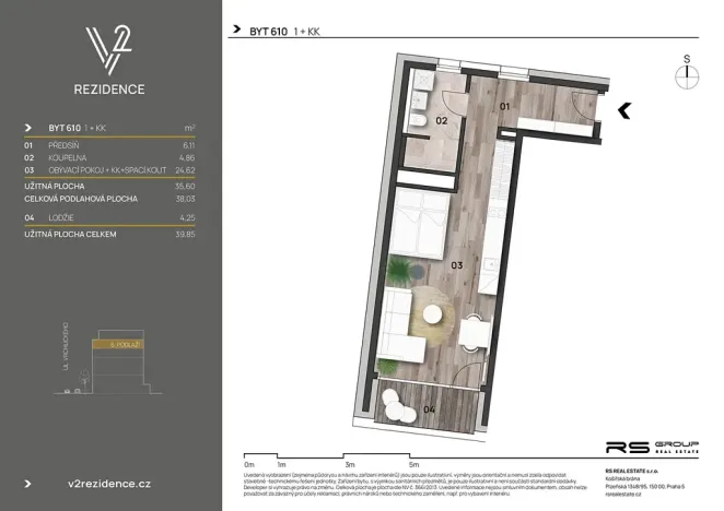Prodej bytu 1+kk, Praha - Košíře, Hlaváčkova, 38 m2