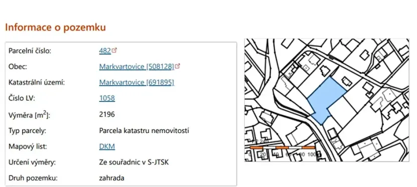 Prodej zahrady, Markvartovice, 2196 m2