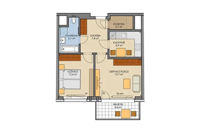 Prodej bytu 2+1, Praha - Chodov, Bartůňkova, 53 m2