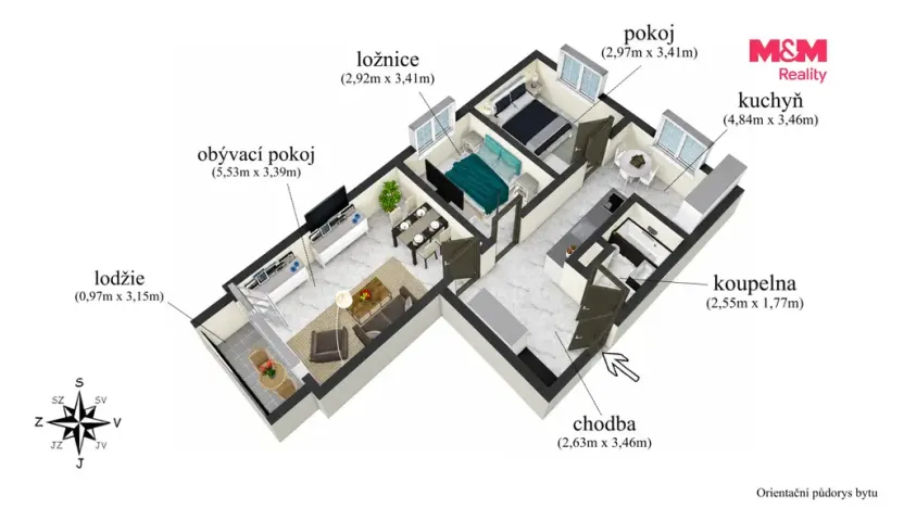 Prodej bytu 3+1, Chomutov, Bezručova, 64 m2