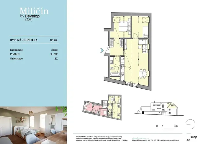 Prodej bytu 3+kk, Miličín, 74 m2