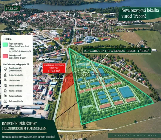 Prodej komerčního pozemku, Třeboň - Třeboň II, Pražská, 5132 m2