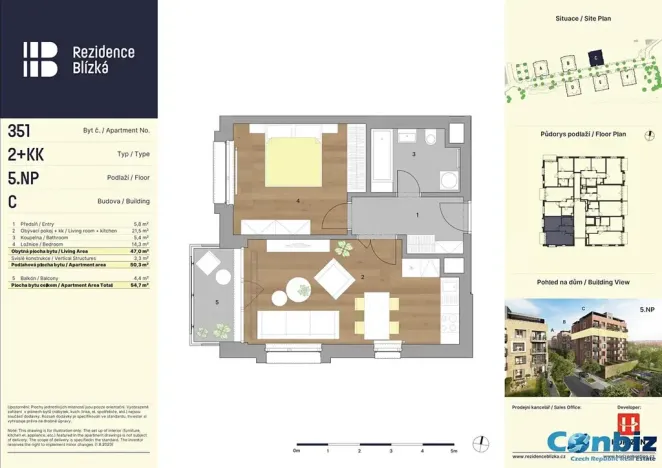 Pronájem bytu 2+kk, Praha - Karlín, Švarcova, 54 m2