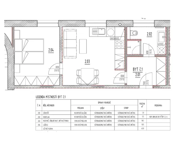 Pronájem bytu 2+kk, Písek, Pražská, 43 m2