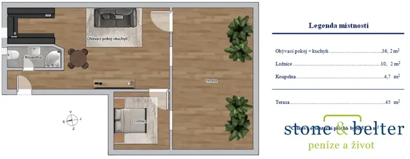 Prodej bytu 2+kk, České Budějovice, Karla IV., 51 m2